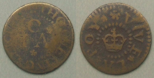 Leicester, Tho Overing Vive la Roy farthing token
